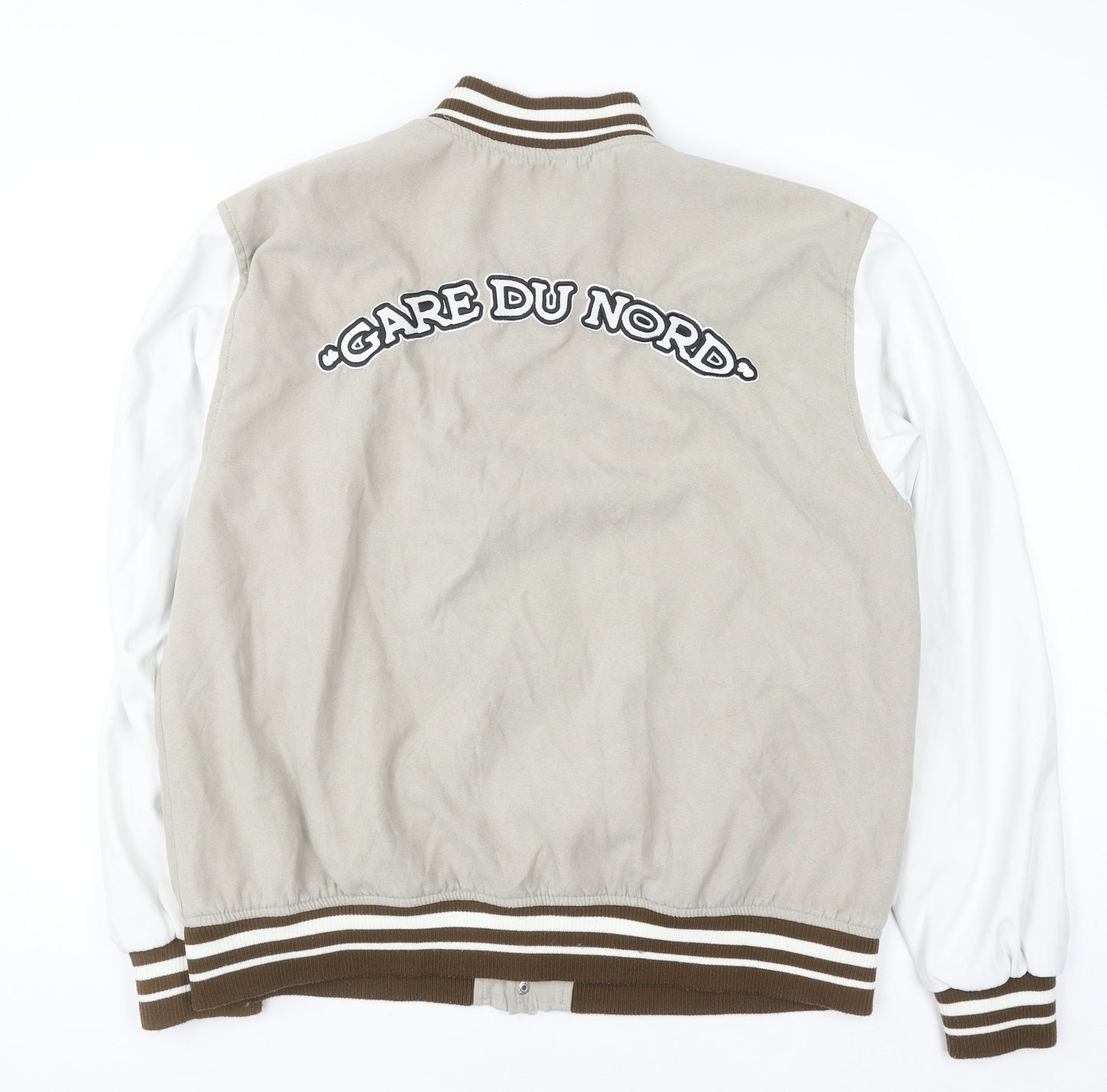 Mens UK Size XL Pull&Bear Beige Varsity Jacket