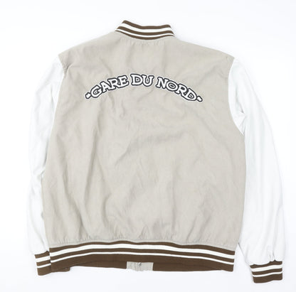 Mens UK Size XL Pull&Bear Beige Varsity Jacket