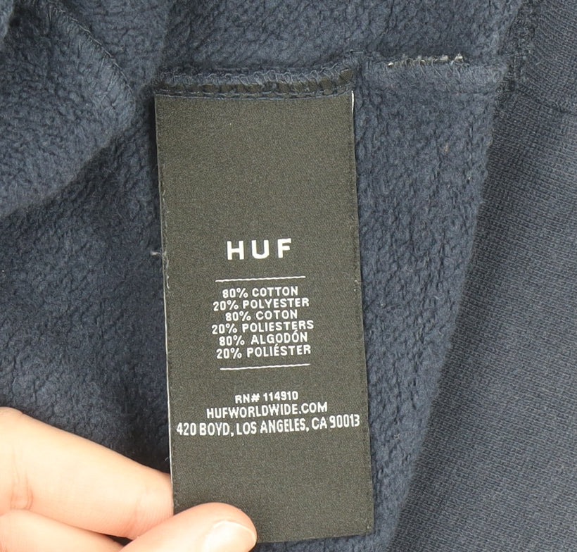 Mens UK Size M HUF Blue Full Zip Hoodie