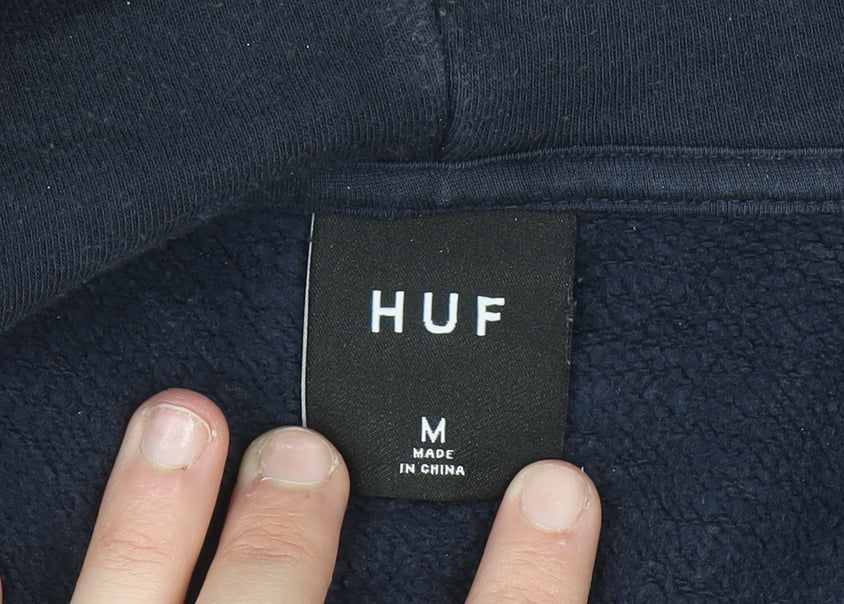 Mens UK Size M HUF Blue Full Zip Hoodie