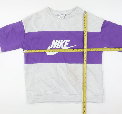 Nike Girls Purple & Grey XL Pullover Sweatshirt Logo Colourblock Jumper