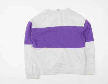 Nike Girls Purple & Grey XL Pullover Sweatshirt Logo Colourblock Jumper