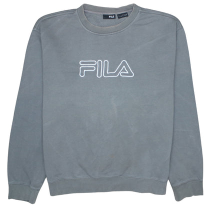 Fila Mens Grey XL Crew Neck Logo Pullover Sweatshirt