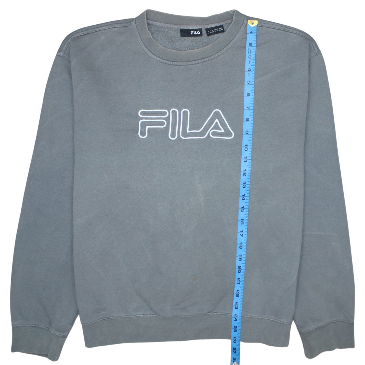 Fila Mens Grey XL Crew Neck Logo Pullover Sweatshirt