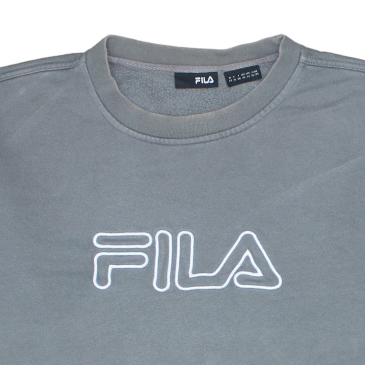 Fila Mens Grey XL Crew Neck Logo Pullover Sweatshirt