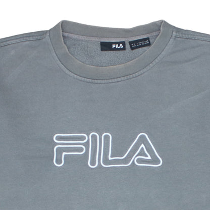 Fila Mens Grey XL Crew Neck Logo Pullover Sweatshirt
