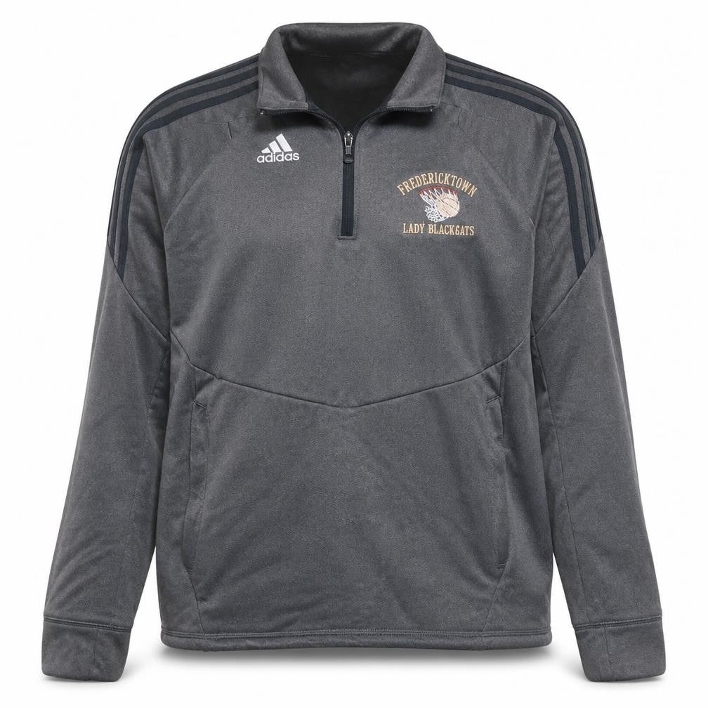 Front view of Adidas Men’s Grey ClimaWarm 1/2 Zip Sweatshirt, size L, Sports Top