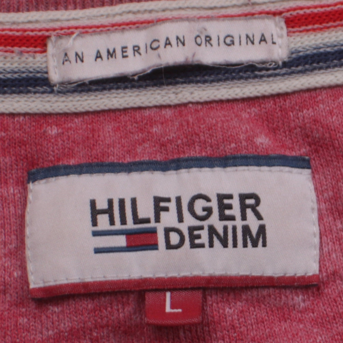 Mens UK Size L Hilfiger Denim Red Pullover Sweatshirt