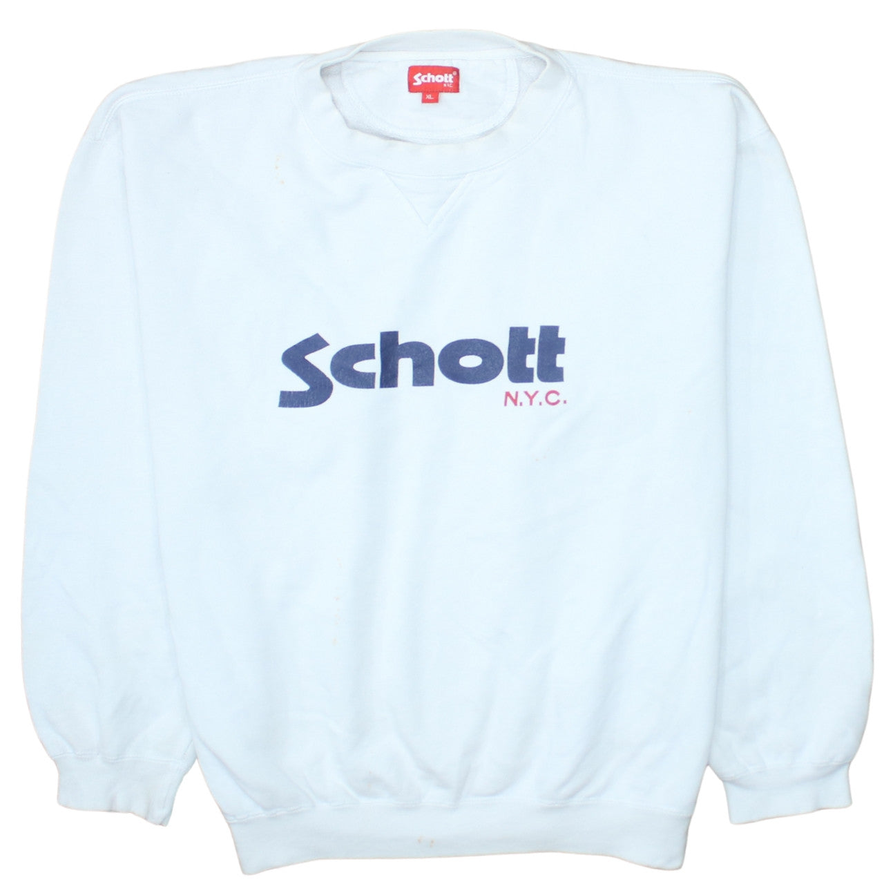 Mens UK Size XL SCHOTT White Pullover Sweatshirt