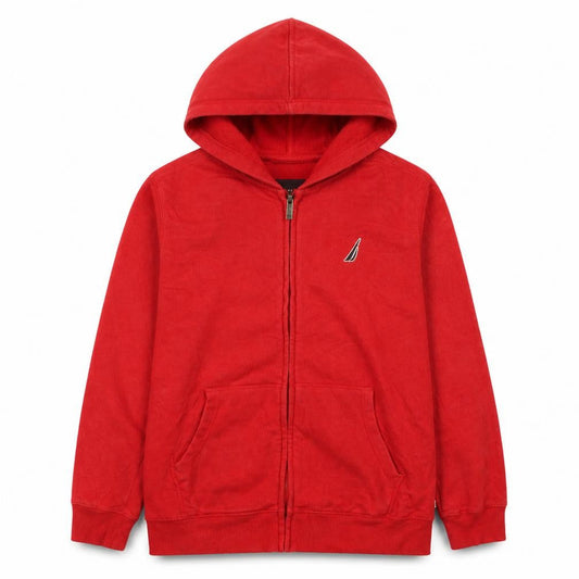 Front view of Nautica Teens Red Full Zip Hoodie Sweatshirt, size 14/16