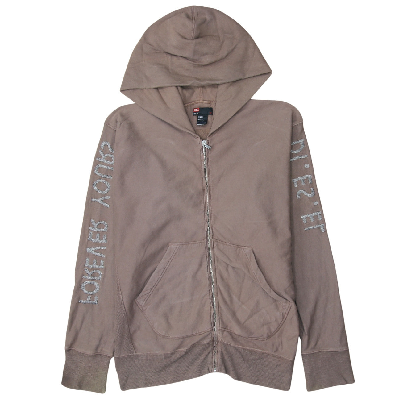 Mens UK Size L Diesel Brown Full Zip Hoodie