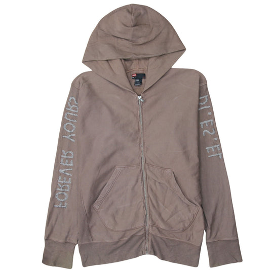 Mens UK Size L Diesel Brown Full Zip Hoodie