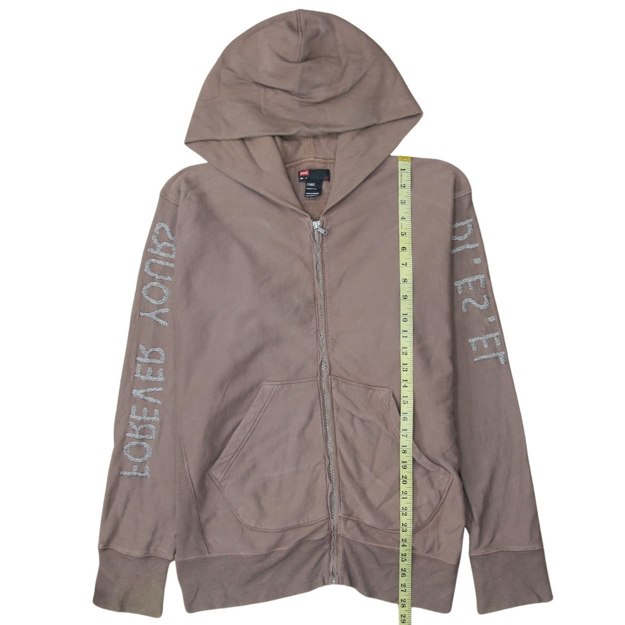Mens UK Size L Diesel Brown Full Zip Hoodie