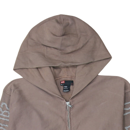 Mens UK Size L Diesel Brown Full Zip Hoodie