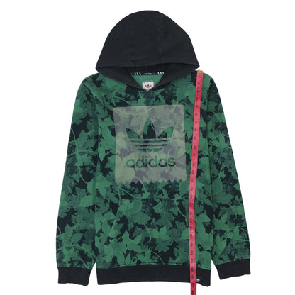 Adidas Men's Green Floral Logo Pullover Hoodie Size M