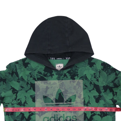 Adidas Men's Green Floral Logo Pullover Hoodie Size M