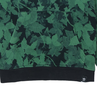 Adidas Men's Green Floral Logo Pullover Hoodie Size M