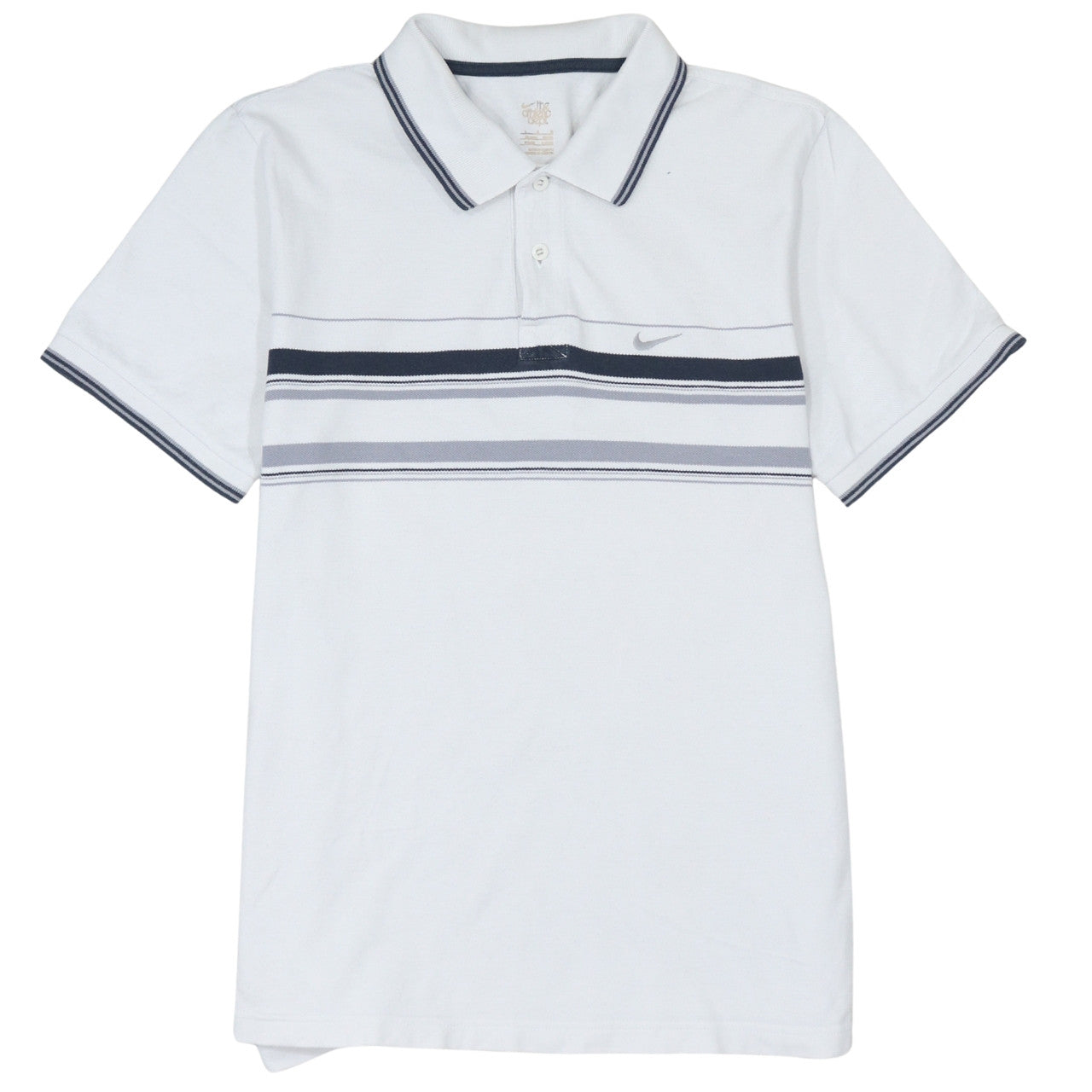 Nike Men's White Striped Polo Shirt Size M Short Sleeve Cotton