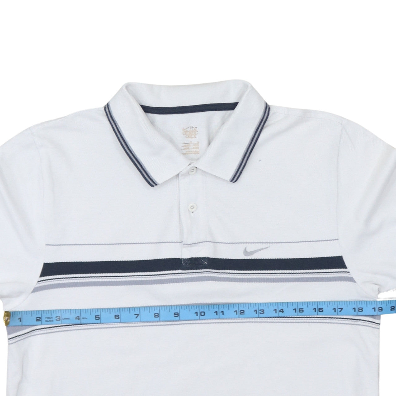 Nike Men's White Striped Polo Shirt Size M Short Sleeve Cotton