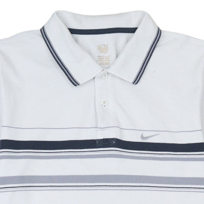 Nike Men's White Striped Polo Shirt Size M Short Sleeve Cotton