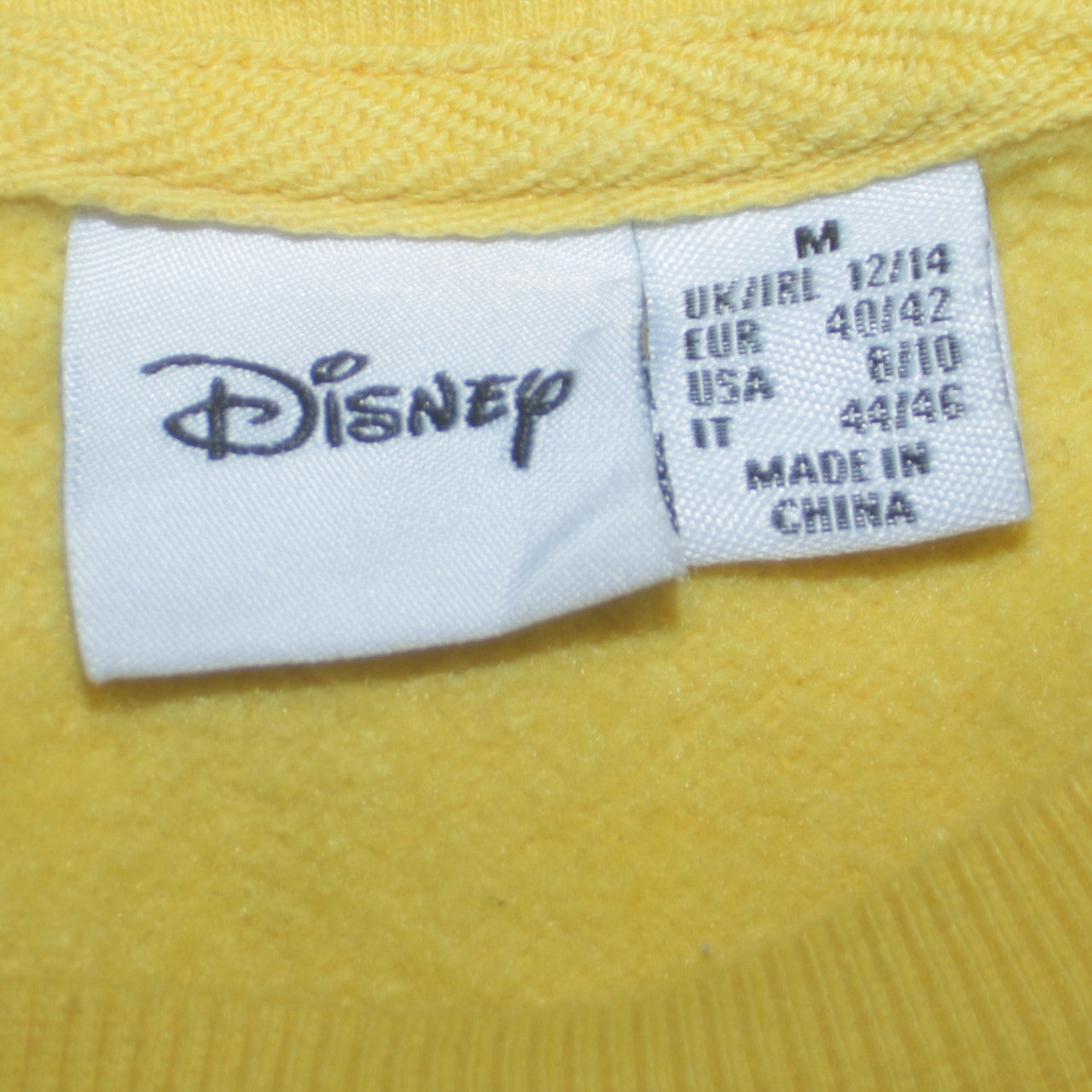 Womens UK Size 12 Disney Yellow Pullover Sweatshirt