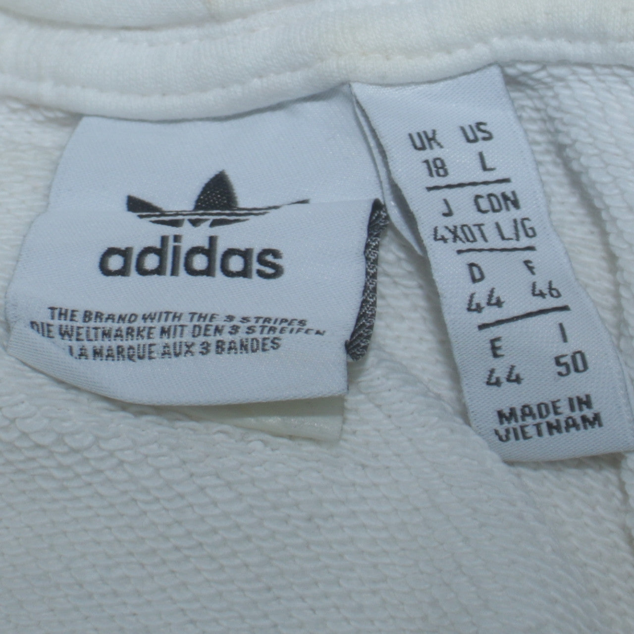 Womens UK Size 18 adidas White Pullover Hoodie