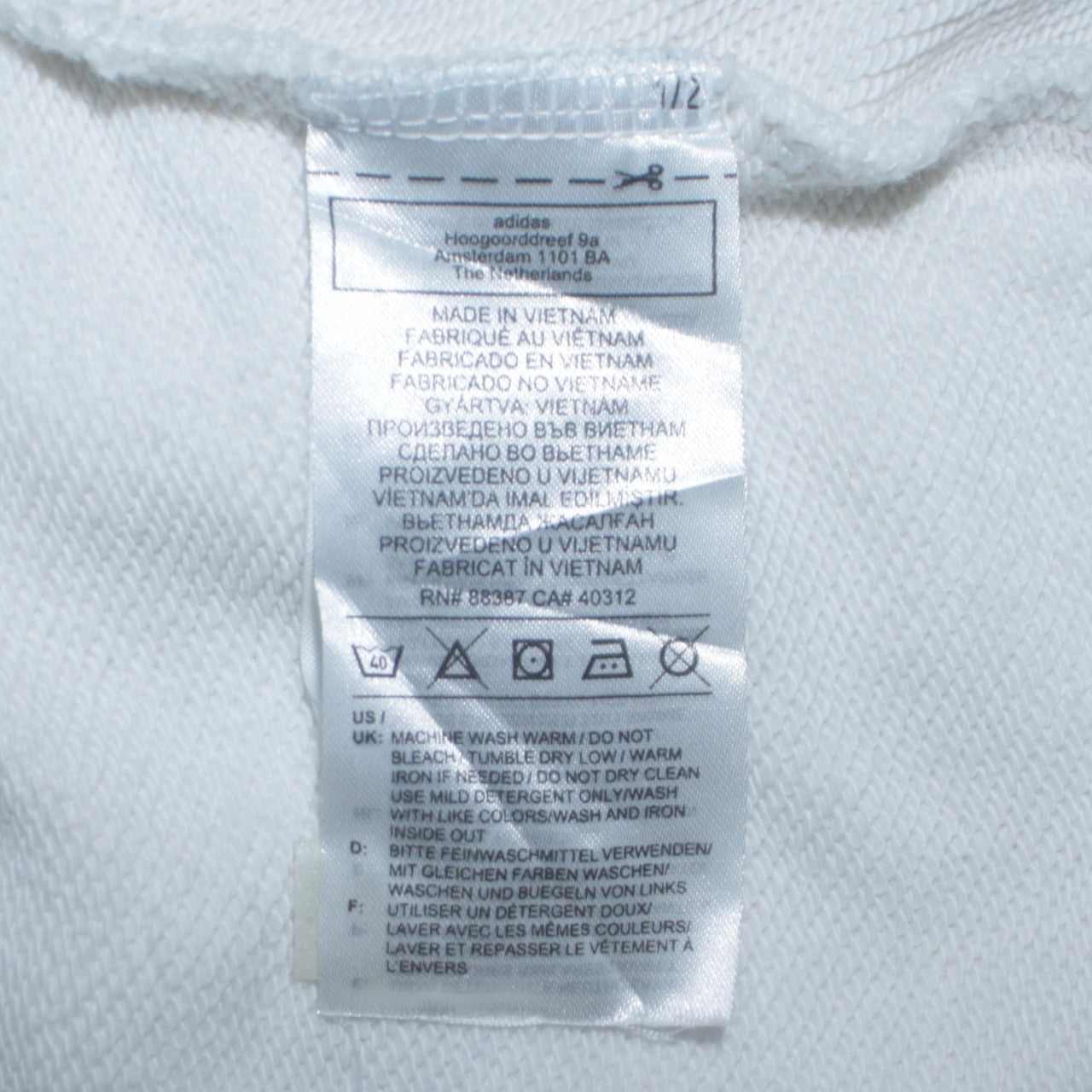 Womens UK Size 18 adidas White Pullover Hoodie