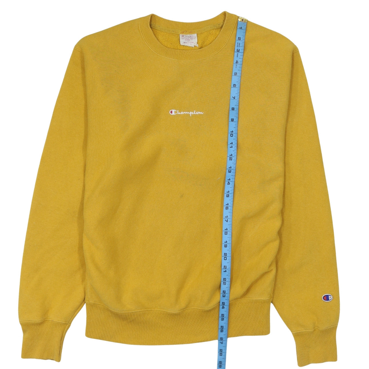 Mens UK Size M Champion Yellow Pullover Sweatshirt