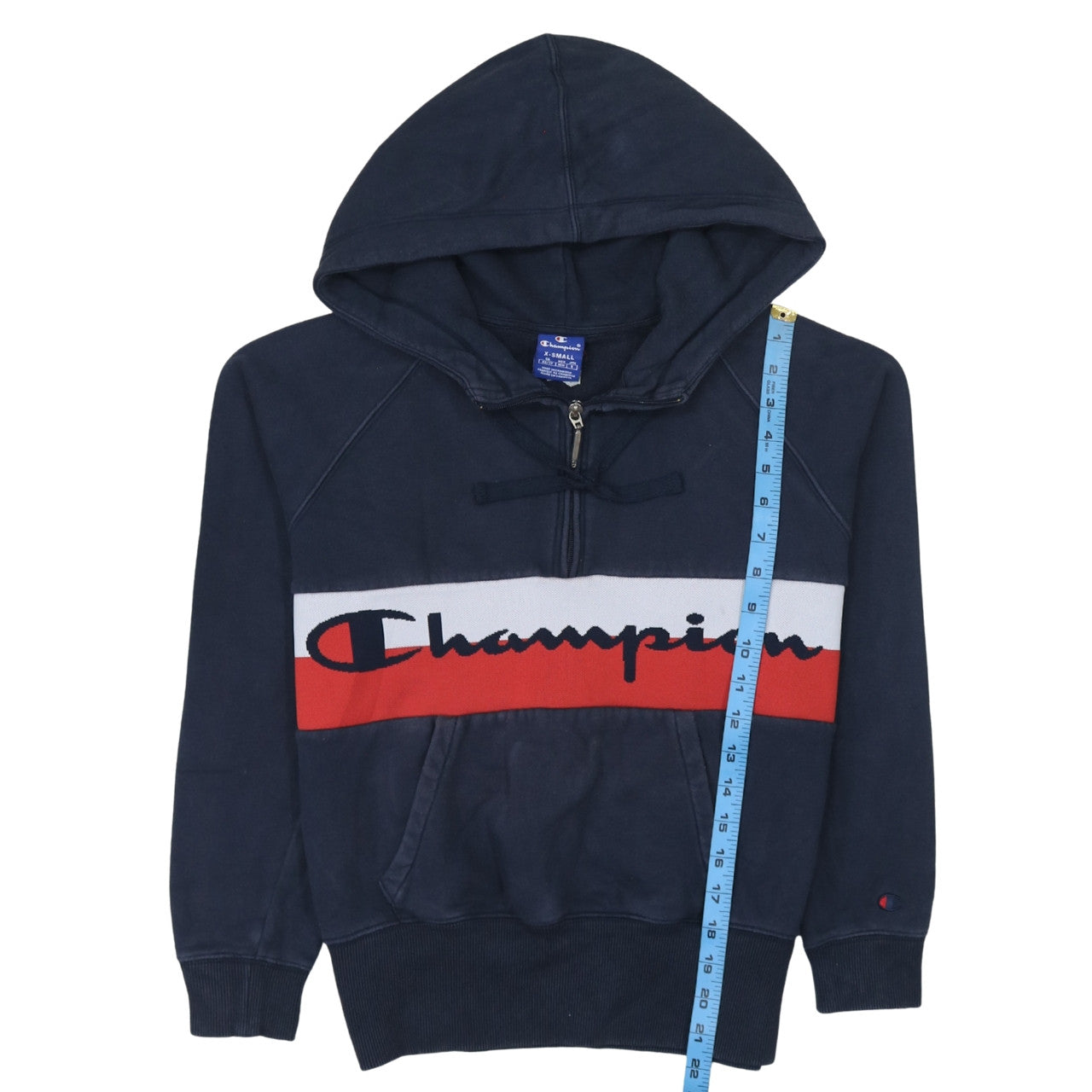 Mens UK Size XS Champion Blue Pullover Hoodie