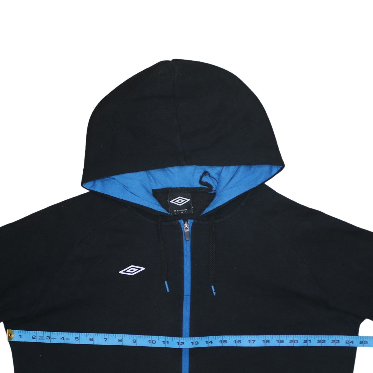 Mens UK Size L Umbro Black Full Zip Hoodie