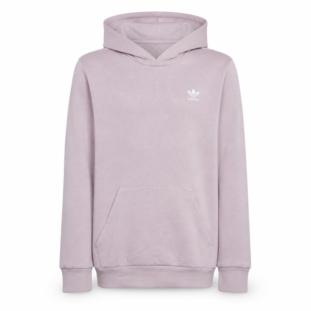 Front view of Adidas girls’ pink pullover hoodie 13-14 years regular fit logo fleece