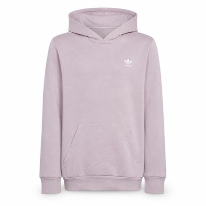 Front view of Adidas girls’ pink pullover hoodie 13-14 years regular fit logo fleece