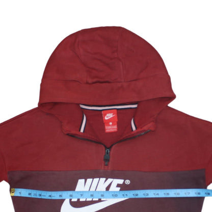 Nike Boys Red Half Zip Hoodie 12-13 Years Graphic Print Fleece Top