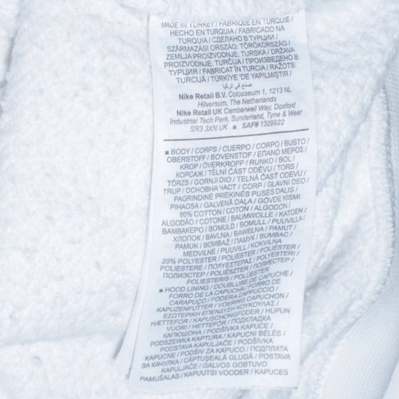 Mens UK Size S Nike White Pullover Hoodie