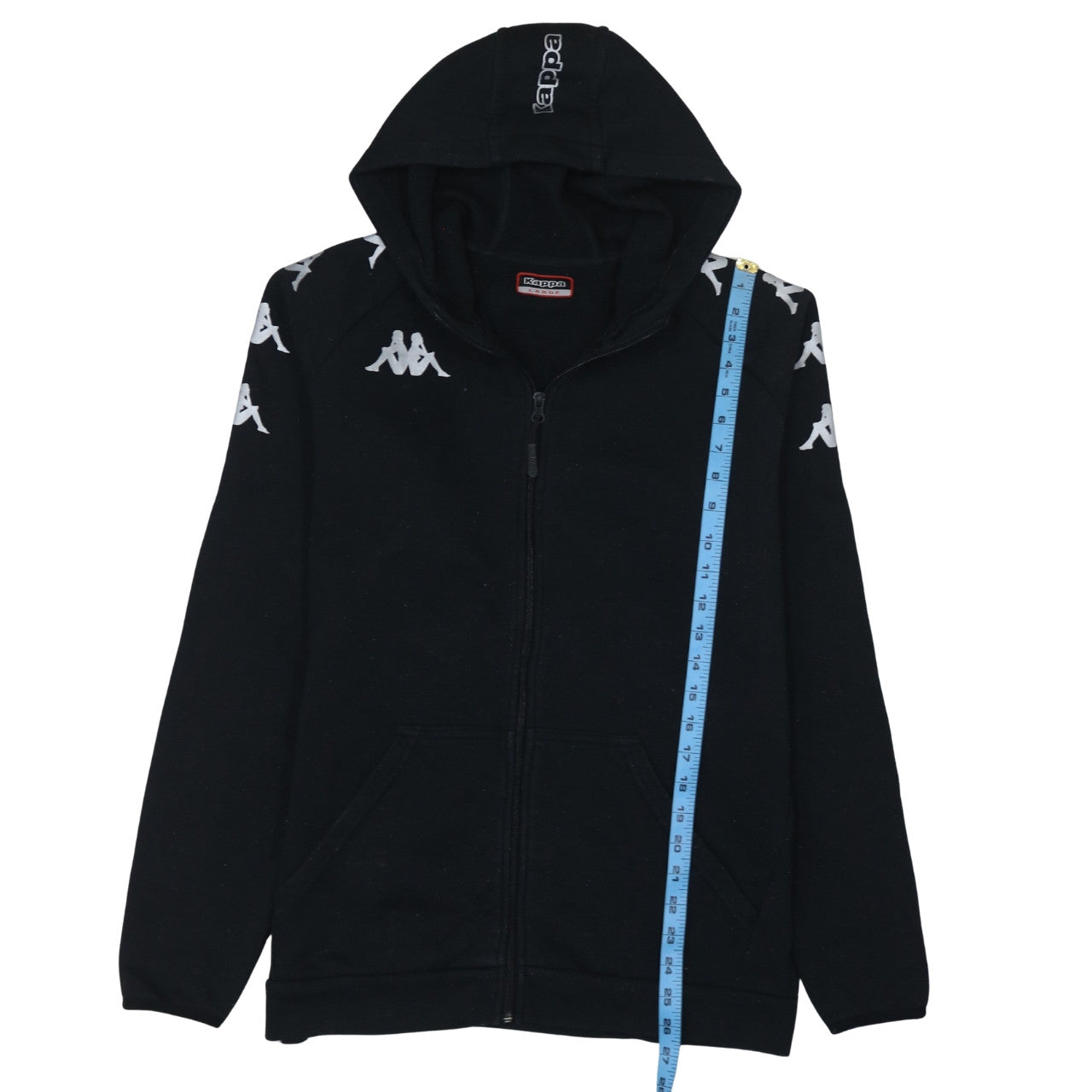 Mens UK Size L Kappa Black Full Zip Hoodie