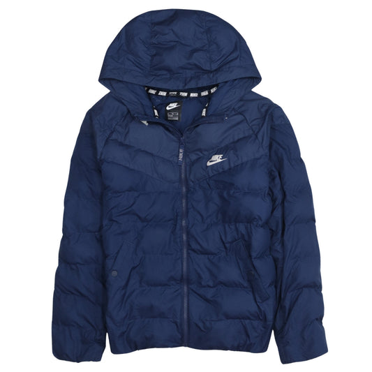 Nike Boys Blue XL Hooded Puffer Jacket Winter Zip Coat