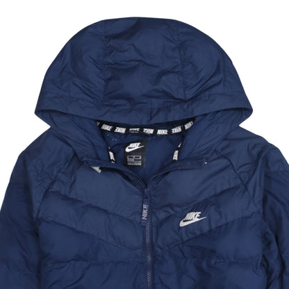 Nike Boys Blue XL Hooded Puffer Jacket Winter Zip Coat