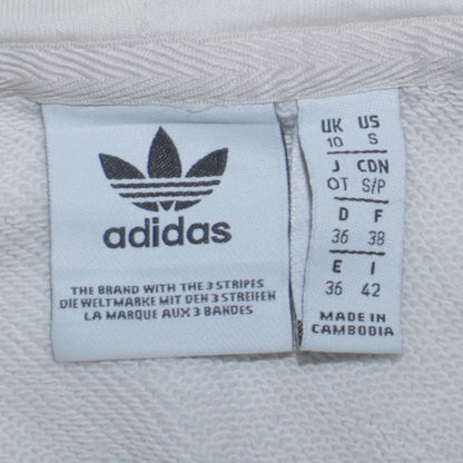 Womens UK Size 10 adidas White Pullover Hoodie