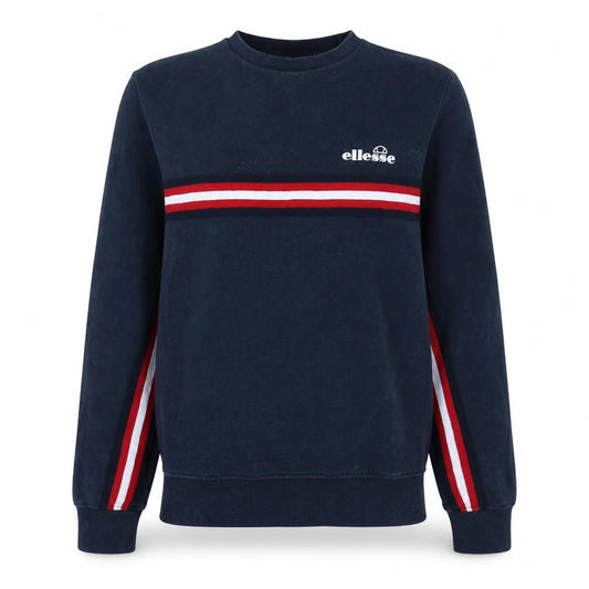 Front view of Ellesse women’s navy blue crew neck pullover sweatshirt uk 10
