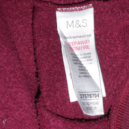 Boys UK Size 12-13 Years Marks and Spencer Red Pullover Hoodie