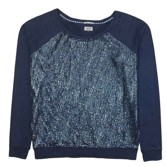 Womens UK Size L Hilfiger Denim Blue Pullover Sweatshirt