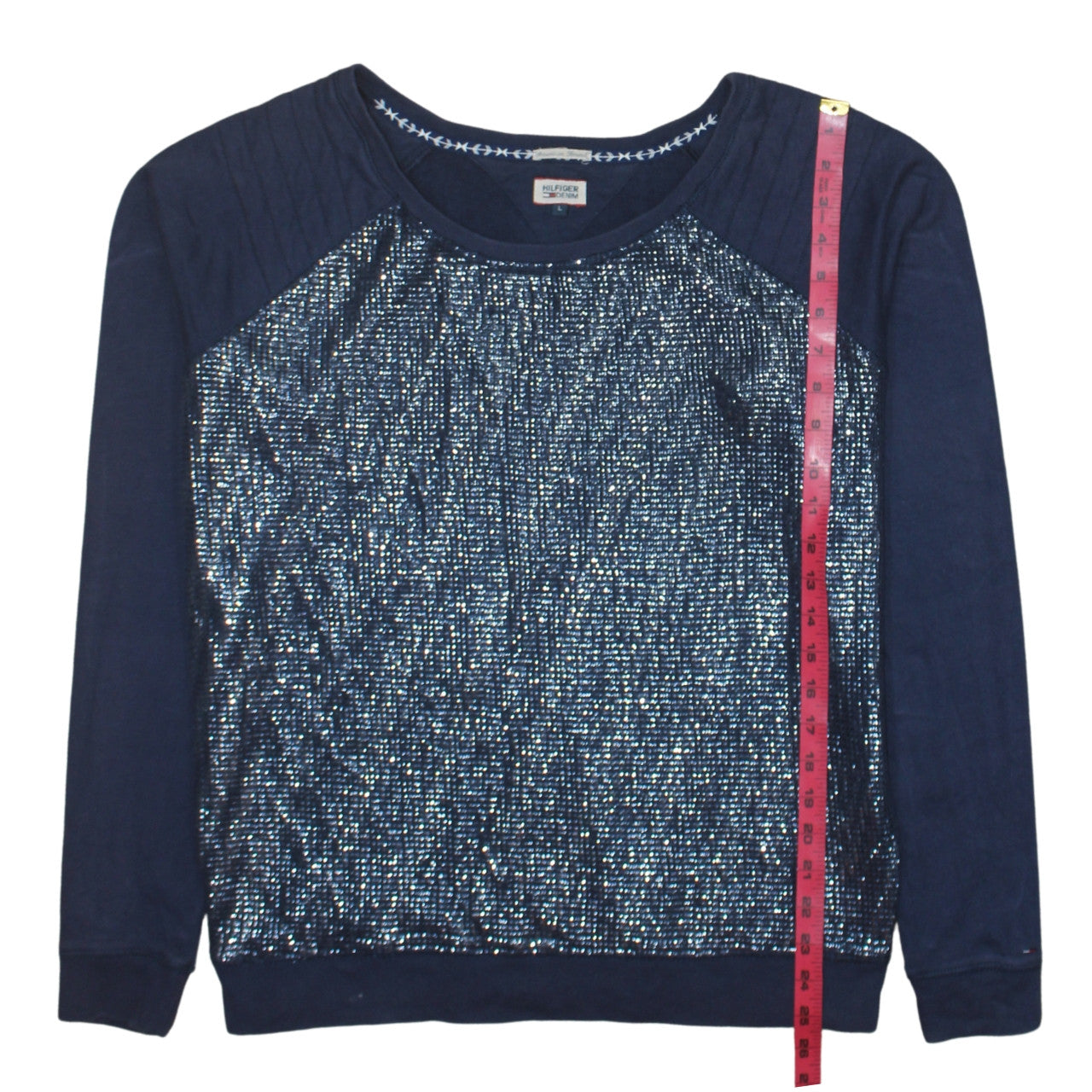 Womens UK Size L Hilfiger Denim Blue Pullover Sweatshirt