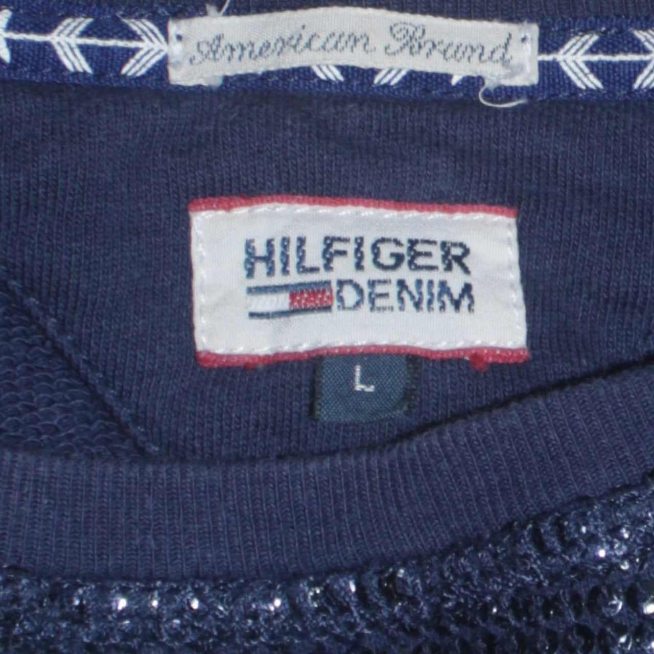 Womens UK Size L Hilfiger Denim Blue Pullover Sweatshirt