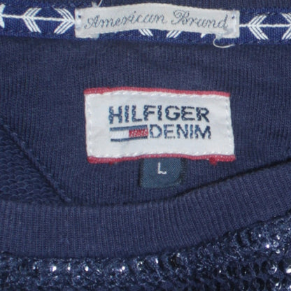 Womens UK Size L Hilfiger Denim Blue Pullover Sweatshirt