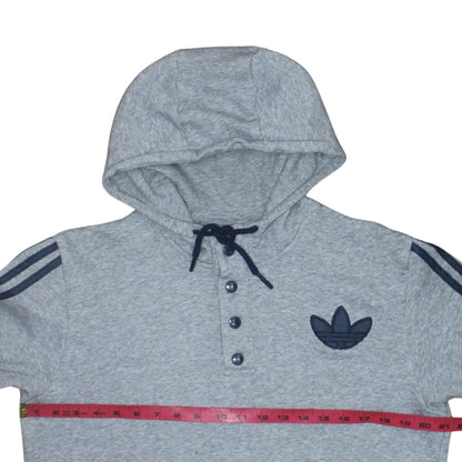 Mens UK Size M adidas Grey Henley Hoodie