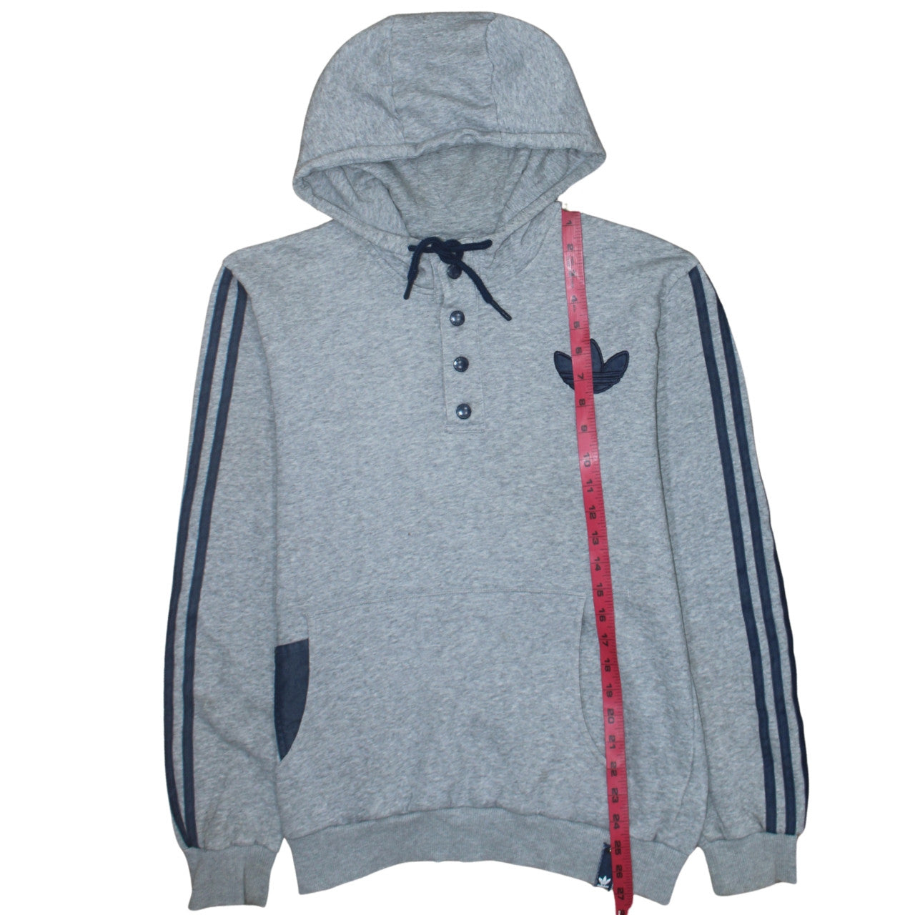 Mens UK Size M adidas Grey Henley Hoodie