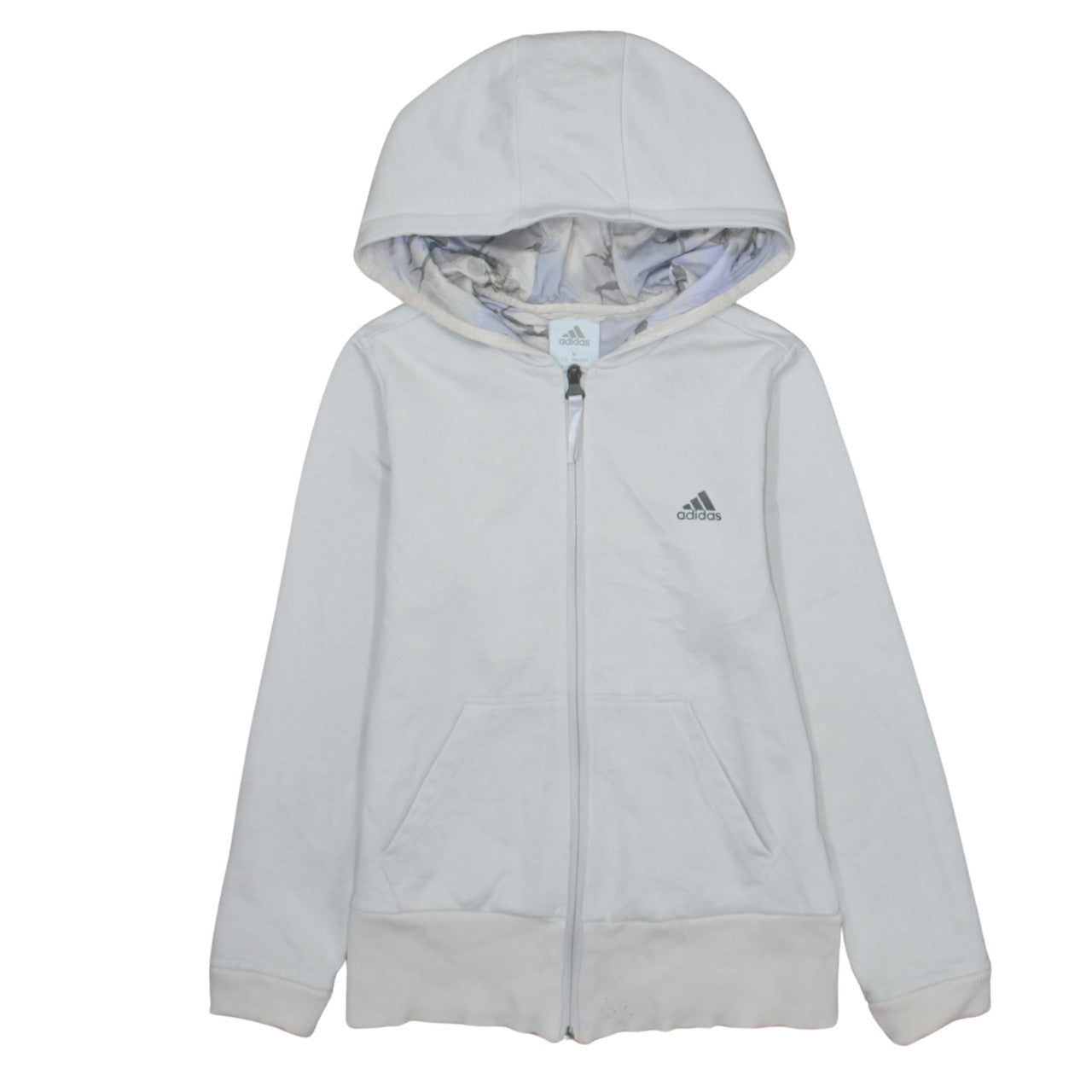 Girls UK Size M adidas White Full Zip Hoodie