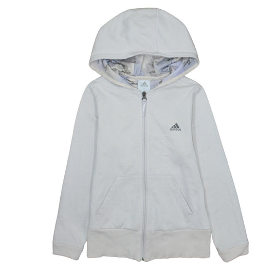 Girls UK Size M adidas White Full Zip Hoodie
