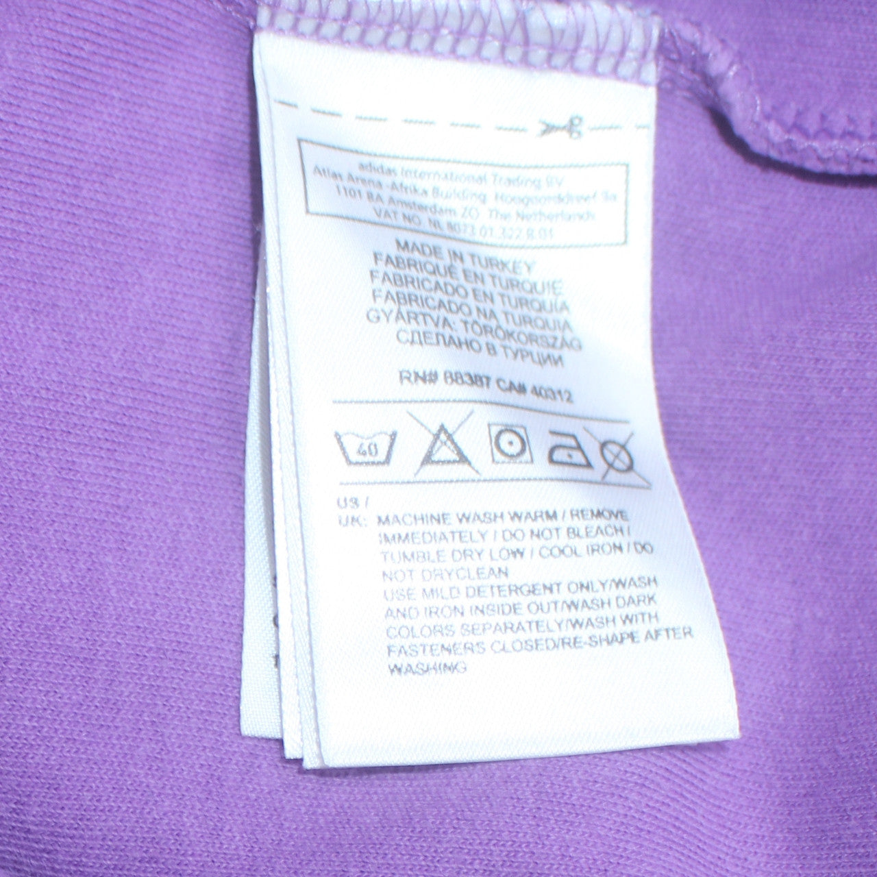 Womens UK Size 14 adidas Purple Full Zip Sweatshirt
