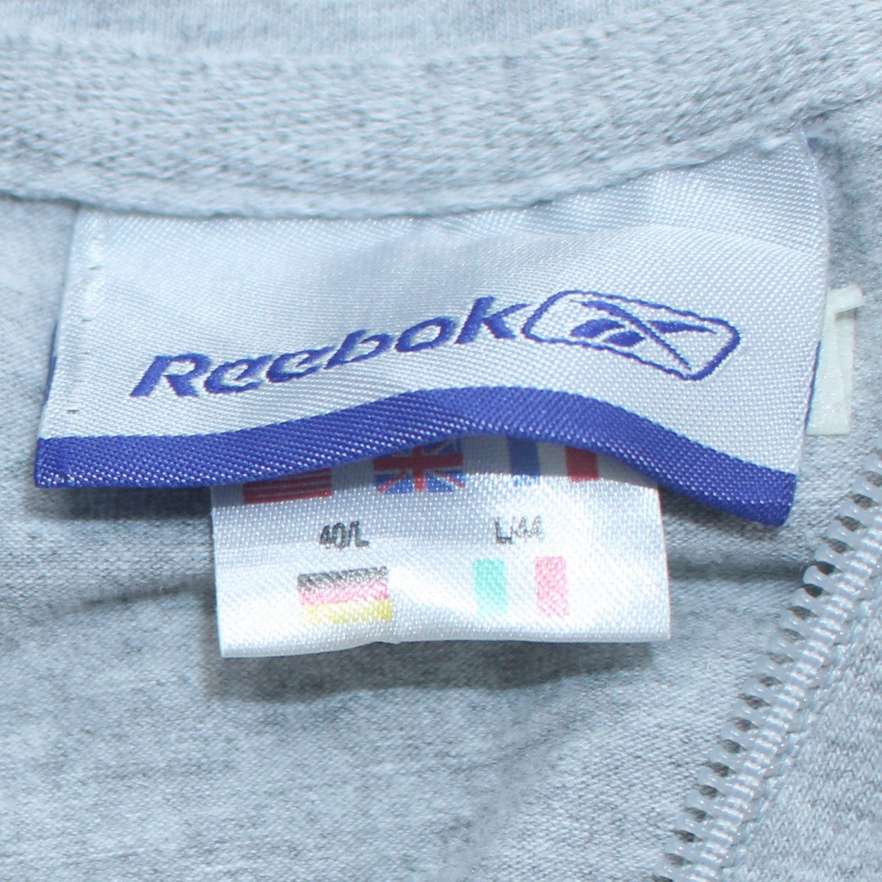 Womens UK Size L Reebok Grey Full Zip Sweatshirt